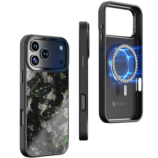 Vibe Series Case for iPhone 17 Series - Forged Carbon Fiber, MagSafe, Tinfoil Flakes - Molzar-iphone cases and accessories