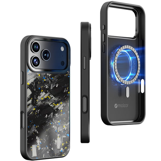 Vibe Series Case for iPhone 17 Series - Forged Carbon Fiber, MagSafe, Tinfoil Flakes - Molzar-iphone cases and accessories