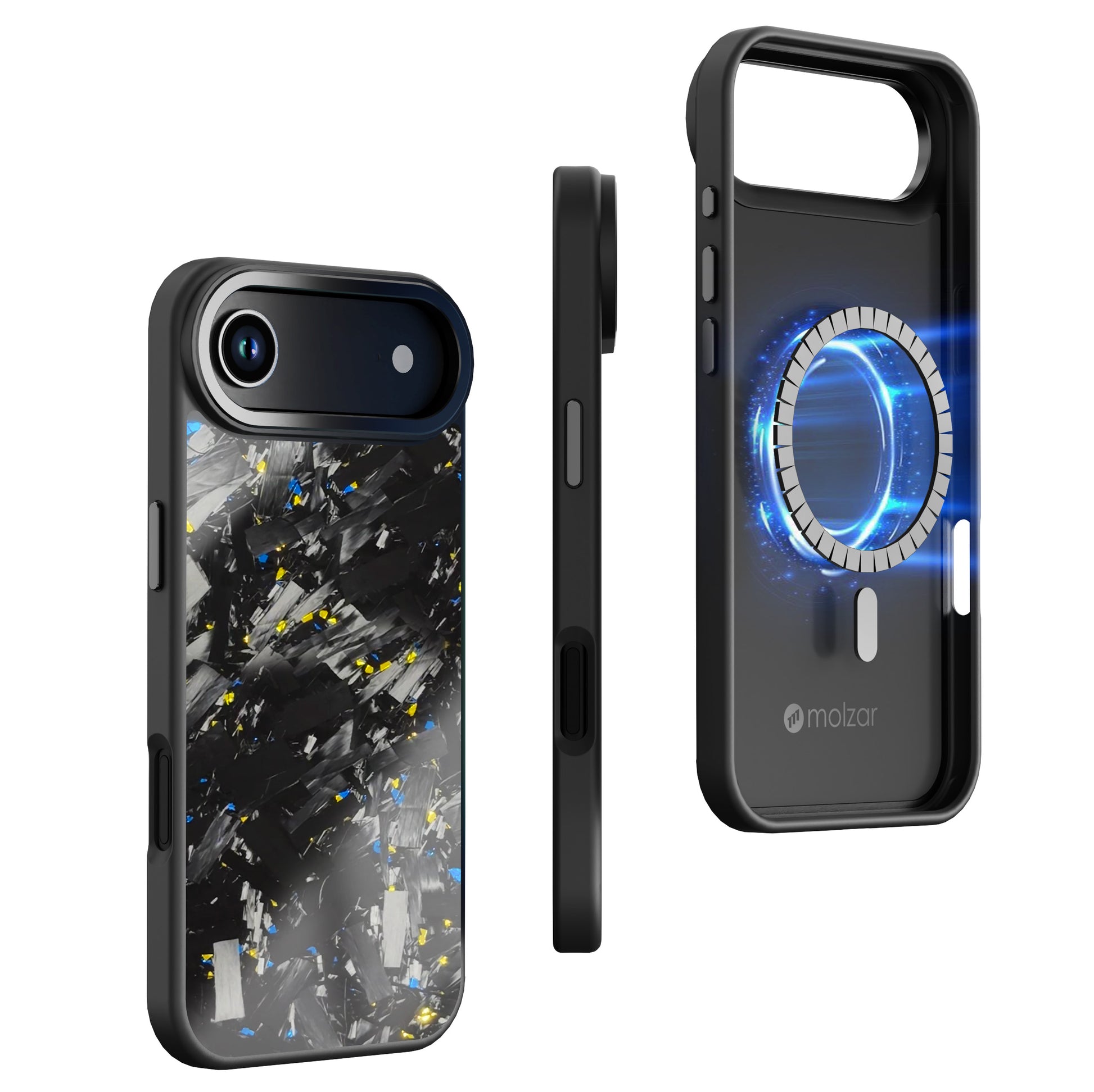 Vibe Series Case for iPhone 17 Series - Forged Carbon Fiber, MagSafe, Tinfoil Flakes - Molzar-iphone cases and accessories